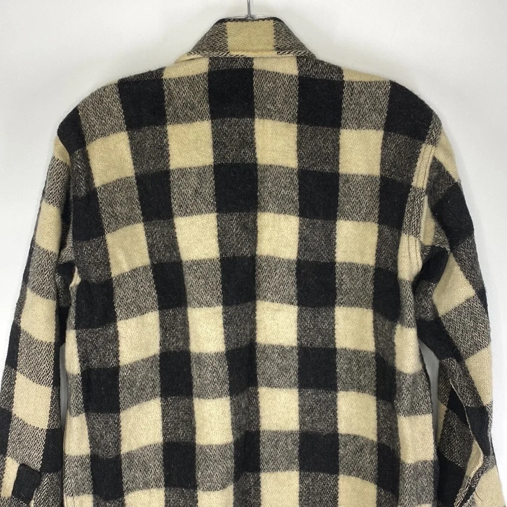 Vintage Jim Penney Sportwear Wool Button Up Shirt Jacket Black White Rare